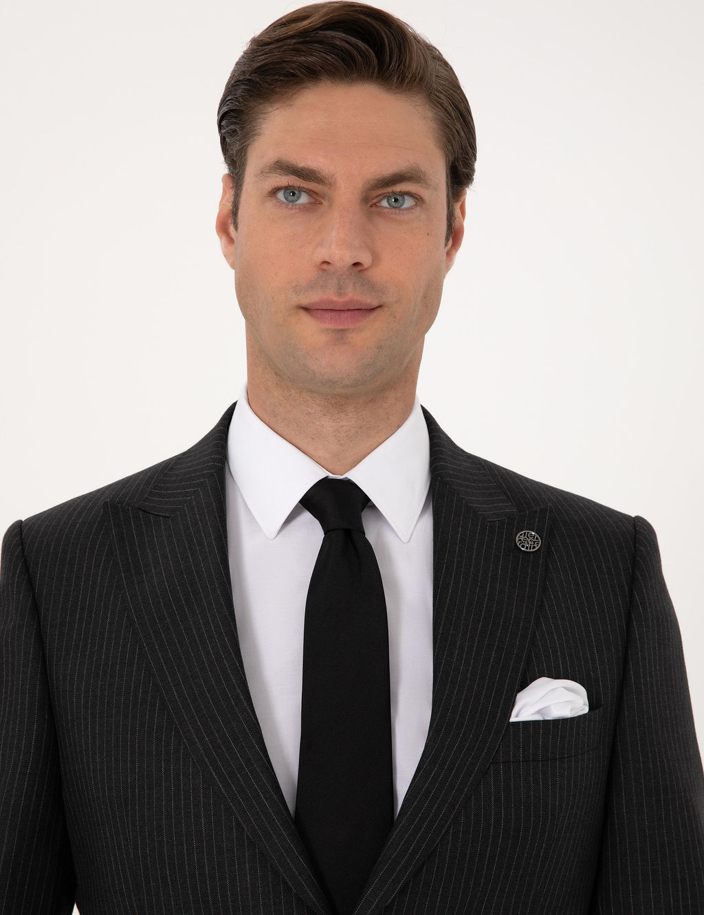 Antrasit Slim Fit %100 Ka_mir _izgili Tak_m Elbise