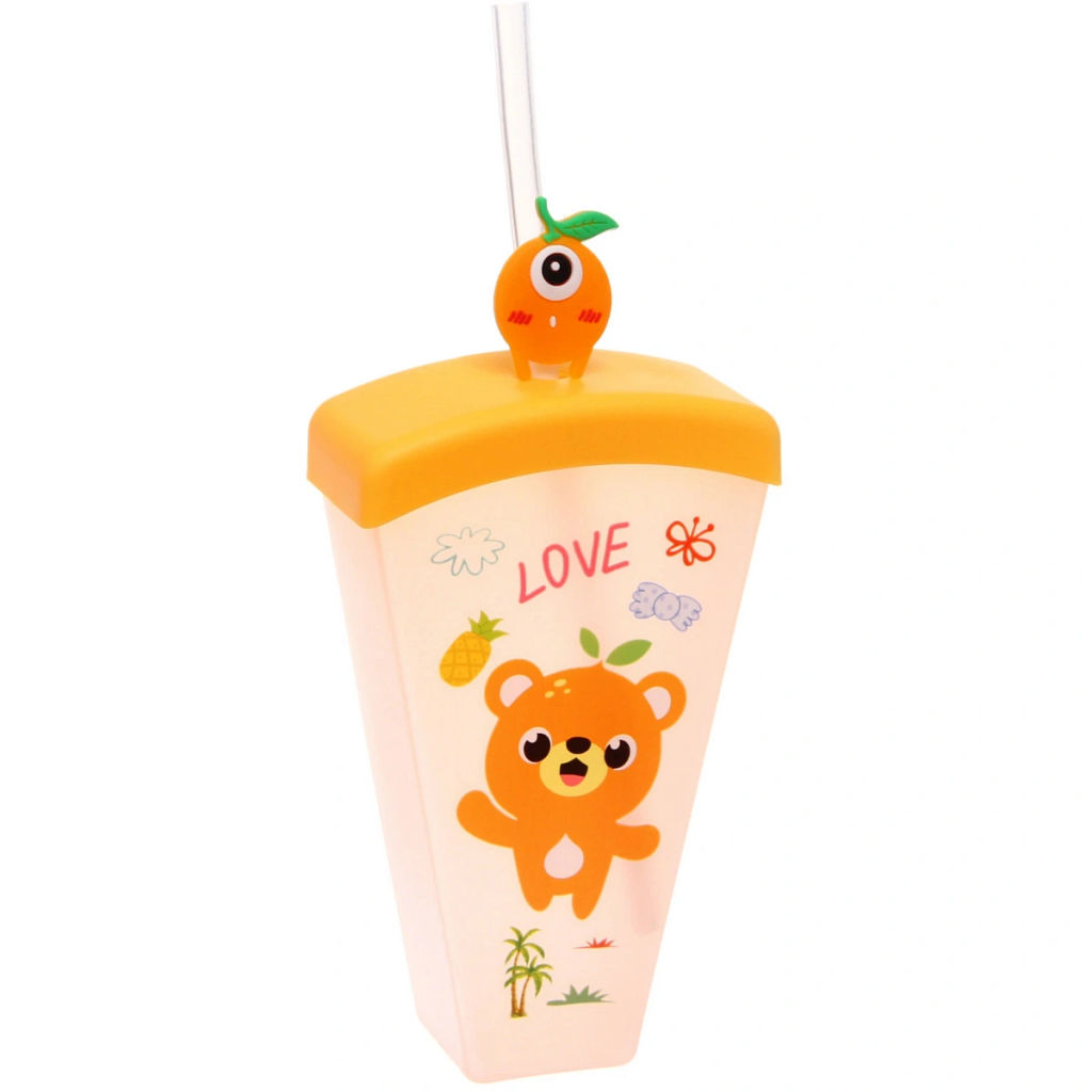 Цена за 2 шт. Стакан пластиковый 600мл "Свежесть лета" с трубочкой, цвета микс