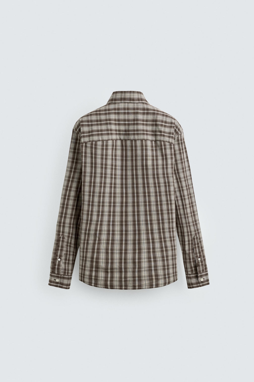 CAMISA CROPPED FIT CUADROS / Marr?n / Crudo - Zara фото 8