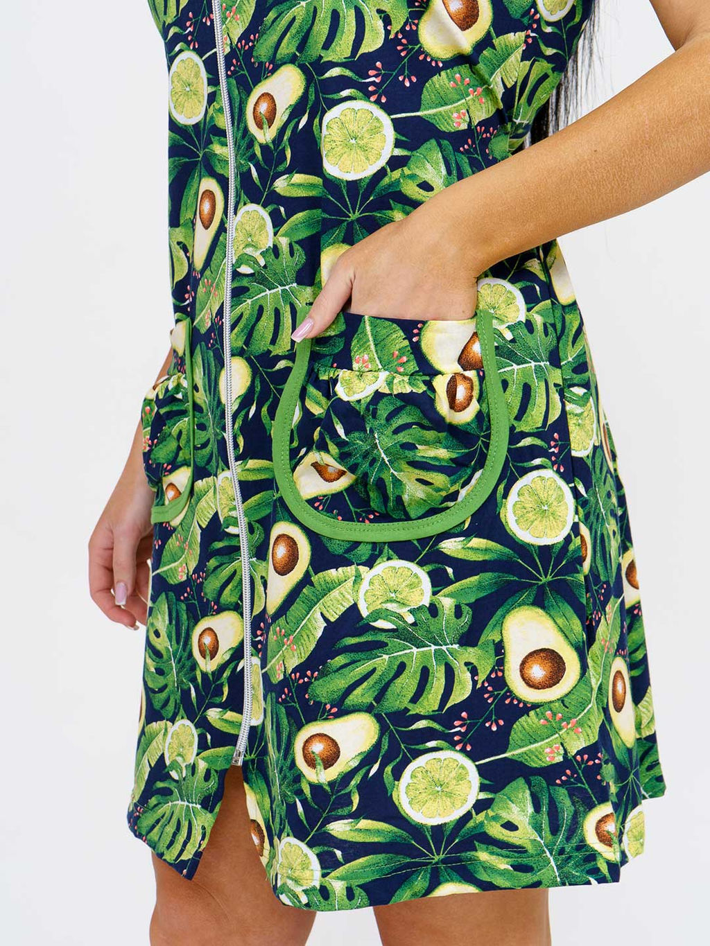 Халат женский , цвет синий зеленый