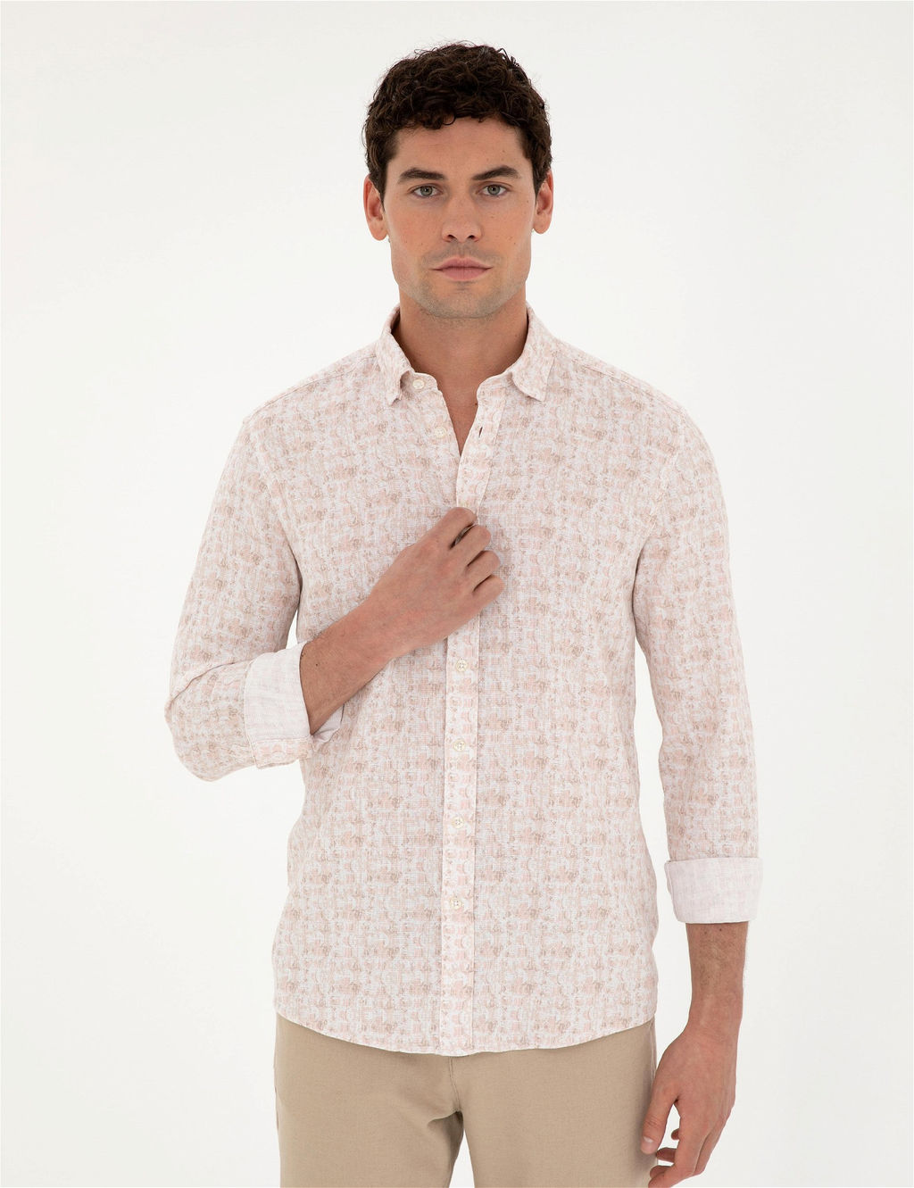 Pudra Slim Fit Uzun Kollu G_mlek - Pierre cardin фото 3