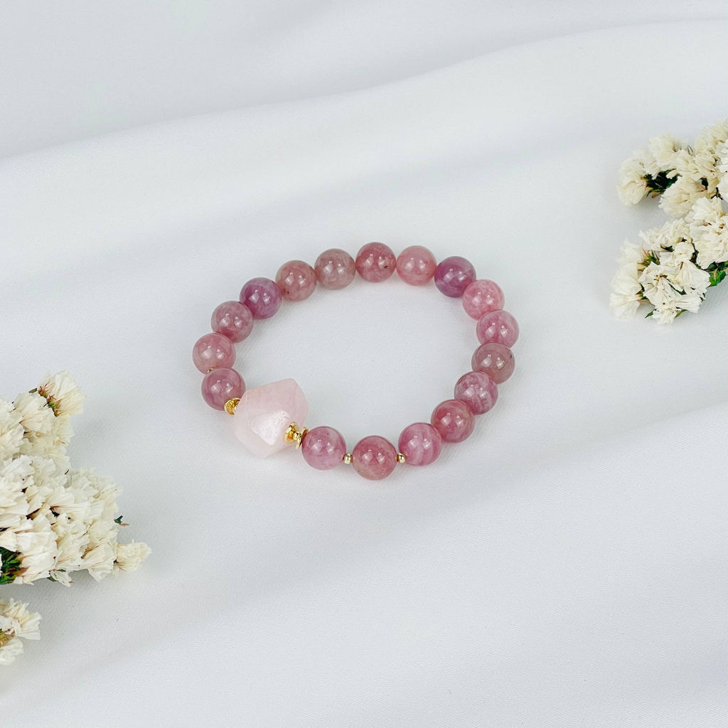 Браслет из мадагаскарского Розового кварца 18 см