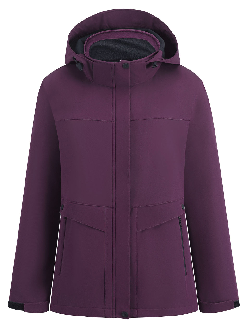 Ветровка женская софтшелл виндстоппер с капюшоном спортивная темно-фиолетового цвета 9616_1TF