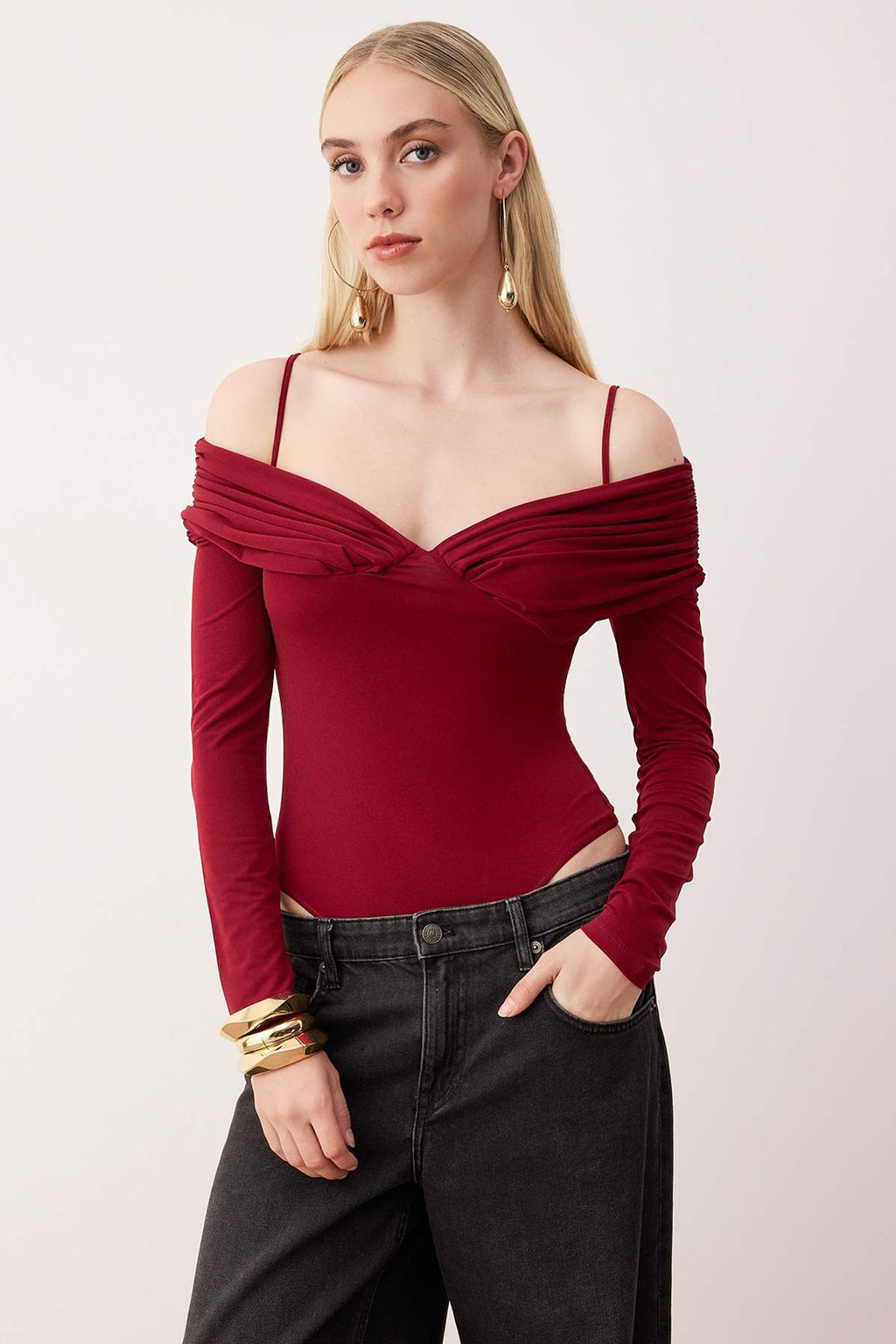 Siyah Carmen Yaka Orme Body TPRAW26BD00022 - Trendyolmilla фото 5