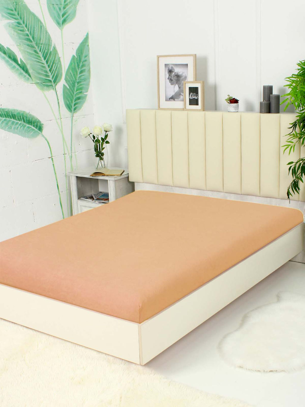 Простыня на резинке Махра - Персик 120*200*20