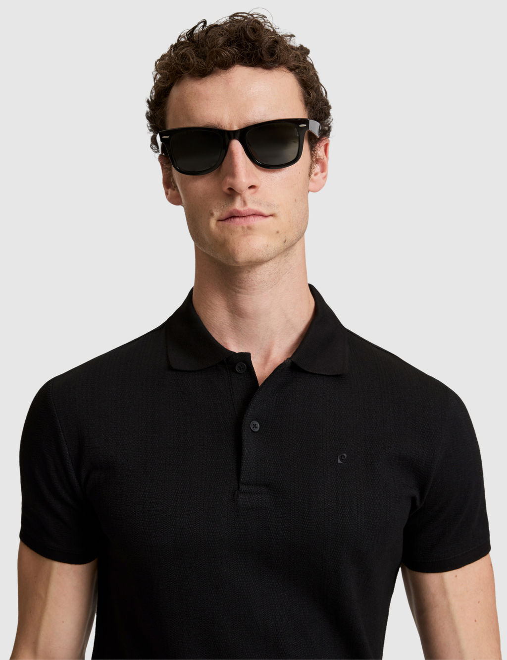 Siyah Slim Fit D__meli Polo Yaka Ti__rt