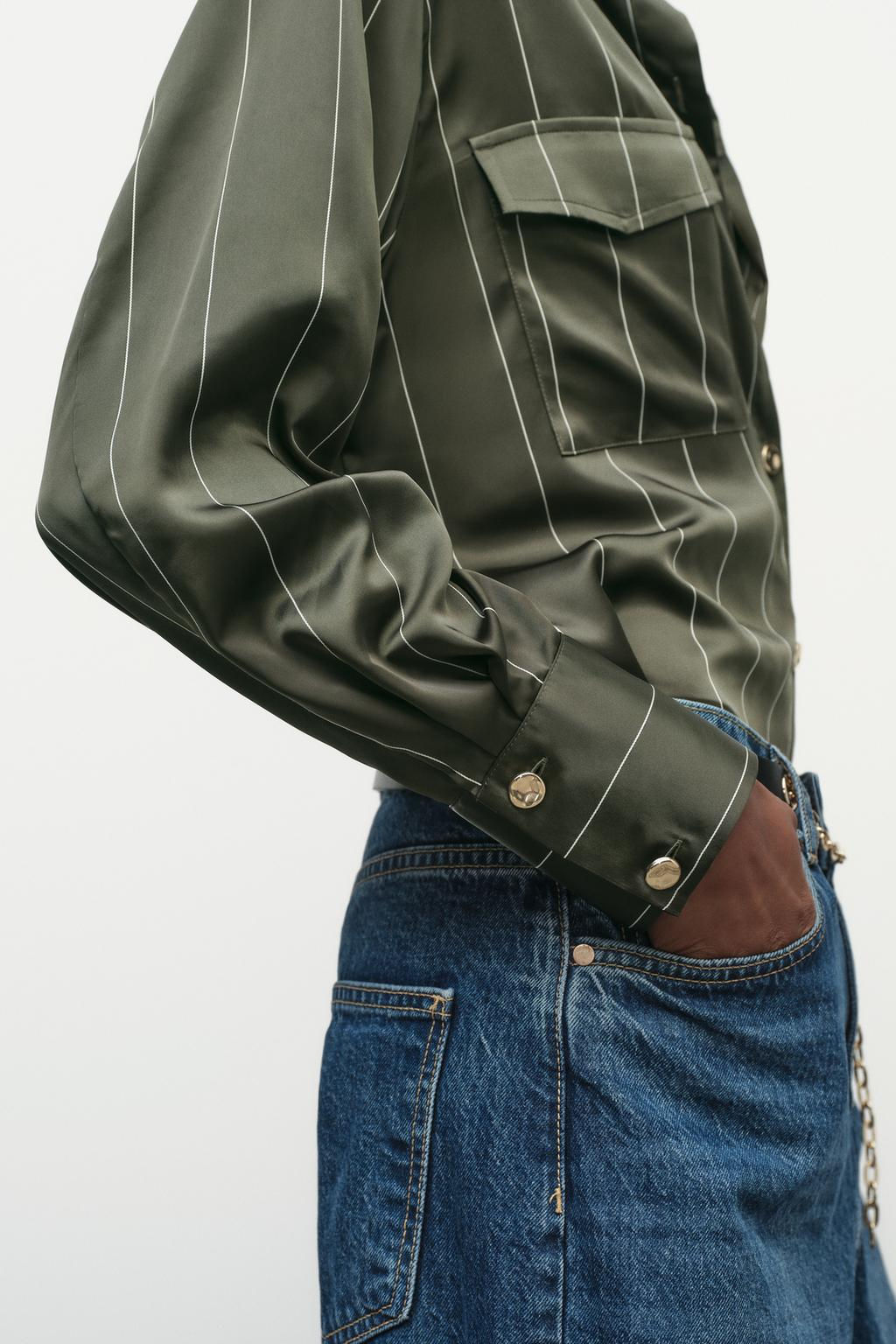 STRIPED SATIN SHIRT - Zara фото 10