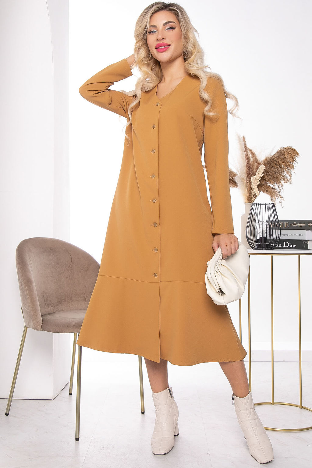 Платье Классика в моде (горчица) П7204 - Lt collection фото 13