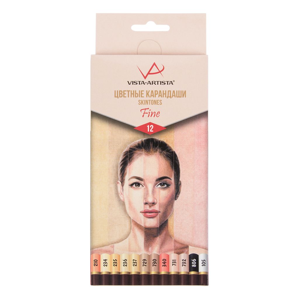 VISTA-ARTISTA Fine VFCPS-12 Набор цветных карандашей Скинтонс заточенный 8 х 12 цв