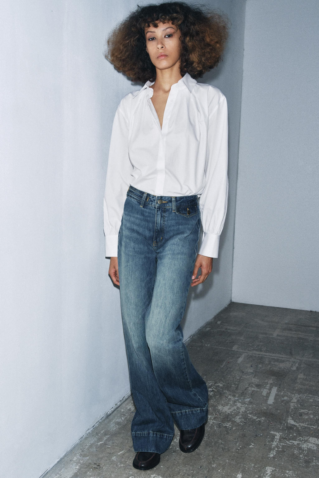 ZW COLLECTION PLEATED POPLIN SHIRT - Zara фото 6