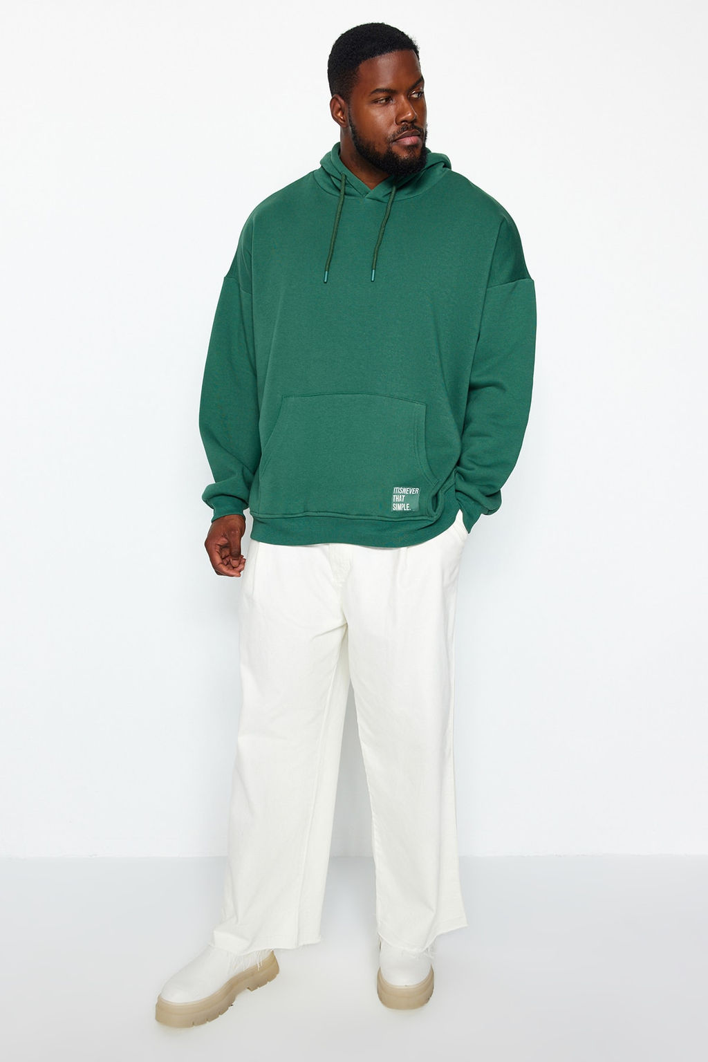 TRENDYOL MAN Antrasit Buyuk Beden Oversize Basic Rahat Kapusonlu Etiketli Ici Polarl? Sweatshirt TMNAW24AO00000 - Trendyolmilla фото 3