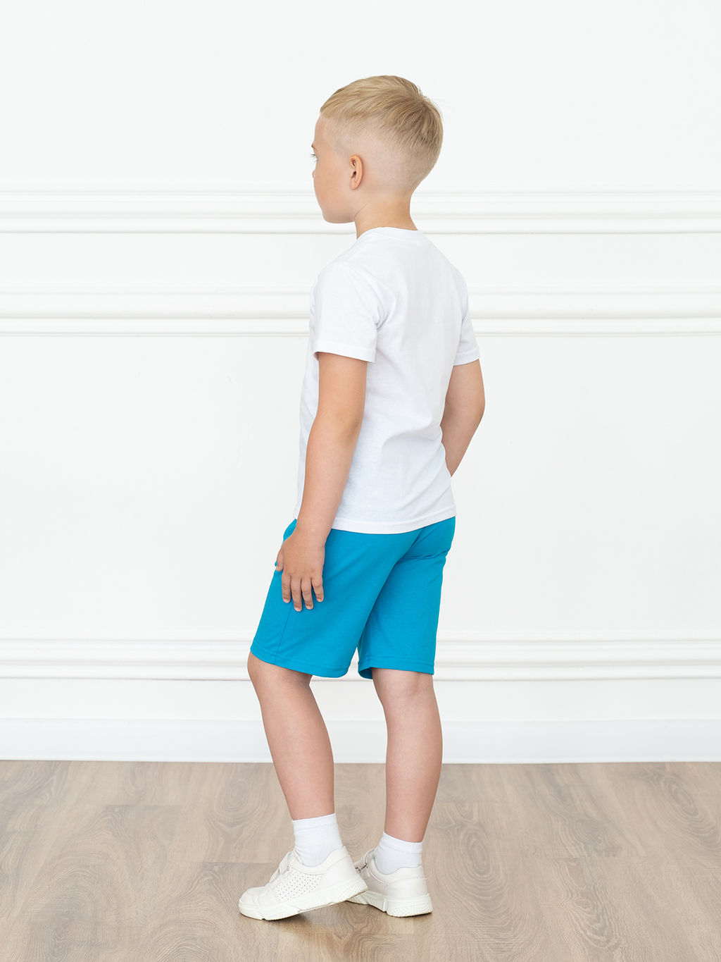 Детские шорты бирюзовые (голубые) 403 (140, 72)