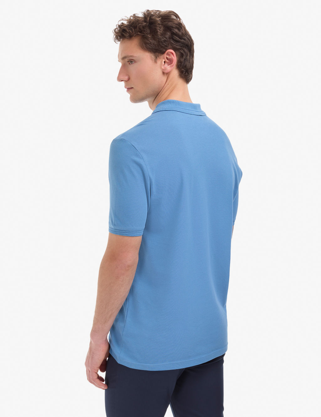 Koyu Mavi Regular Fit %100 Pamuk K_vr_lmaz D__meli Polo Yaka Basic Ti__rt