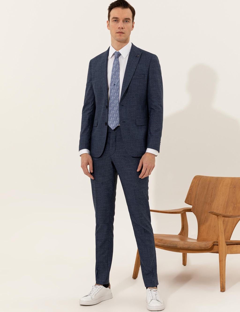 Lacivert Slim Fit Tak_m Elbise - Cacharel фото 4