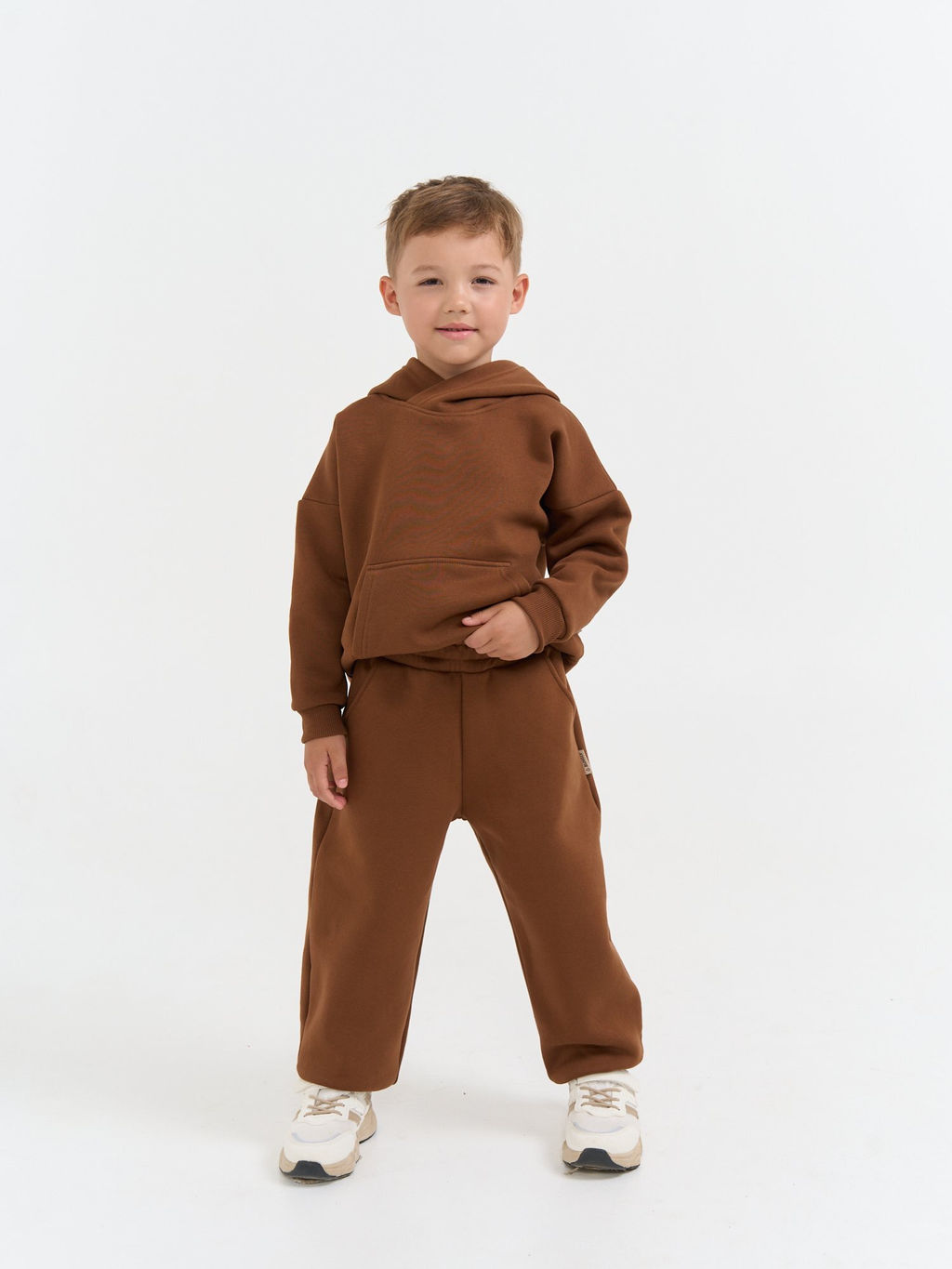 Джоггеры оверсайз Каштан с карманами утепленные - Bungly фото 2