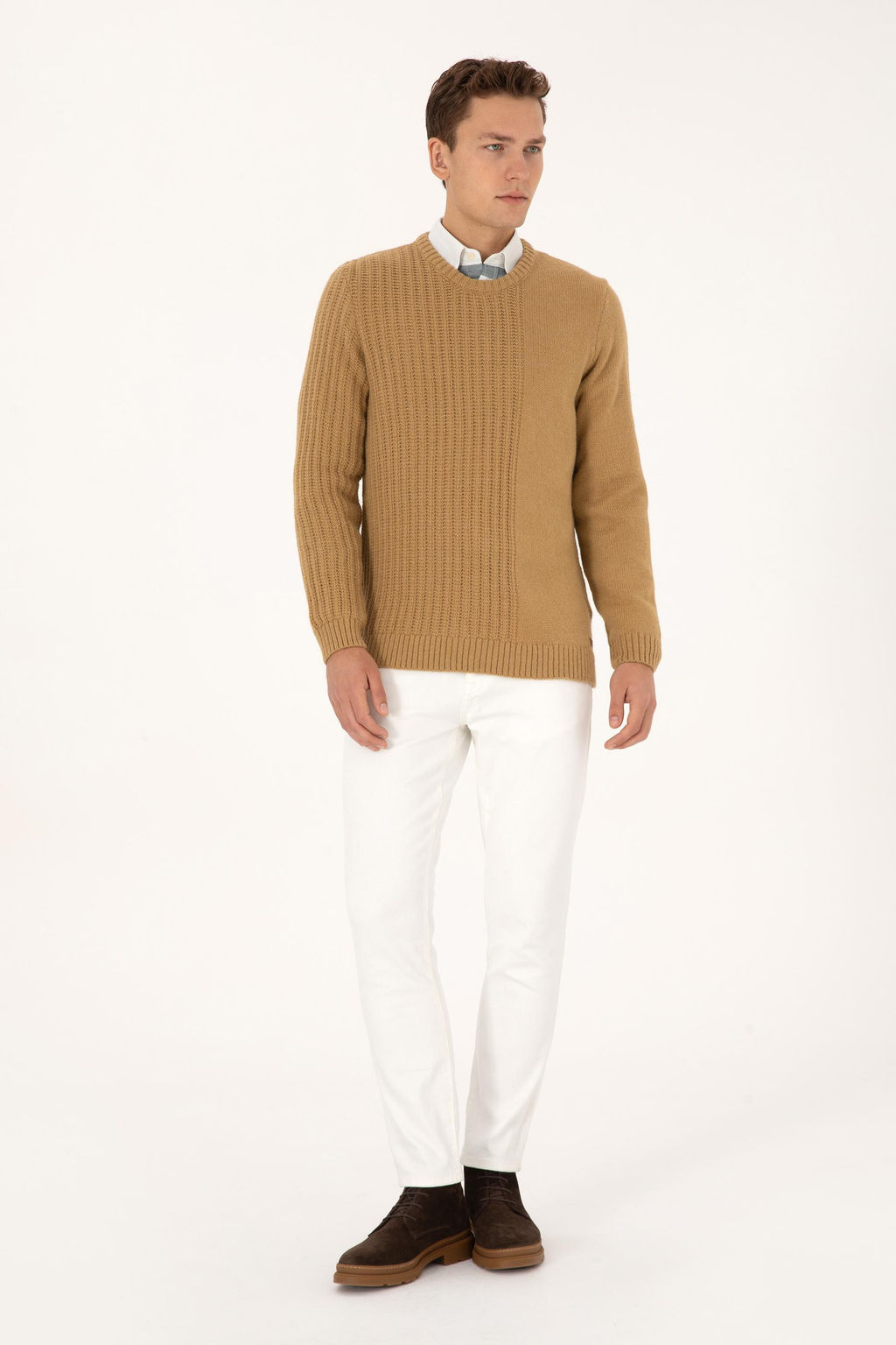 Erkek Comfort Fit Bisiklet Yaka Hardal Kazak - U.s. polo assn фото 4