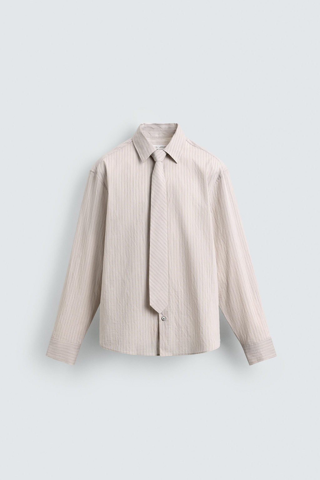 STRIPED SHIRT WITH CONTRAST TIE DETAIL