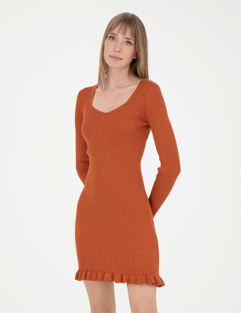 Kiremit Ex. Slim Fit Triko Elbise