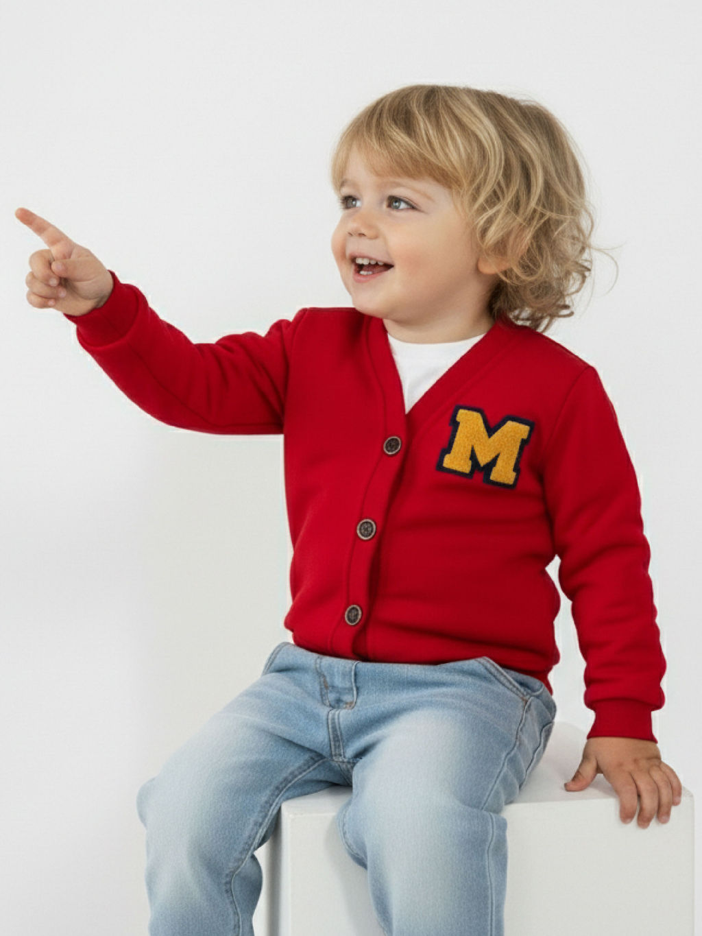 Кардиган на пуговицах 22-0748 красный - Mini maxi фото 3