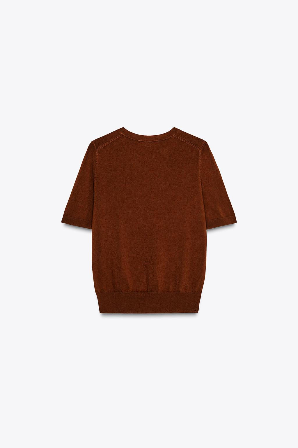 BASIC PLAIN KNIT SHORT SLEEVE TOP - Zara фото 39