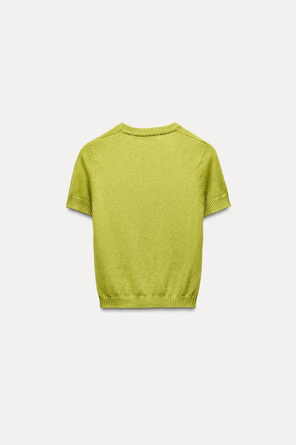BASIC PLAIN KNIT SHORT SLEEVE TOP - Zara фото 2