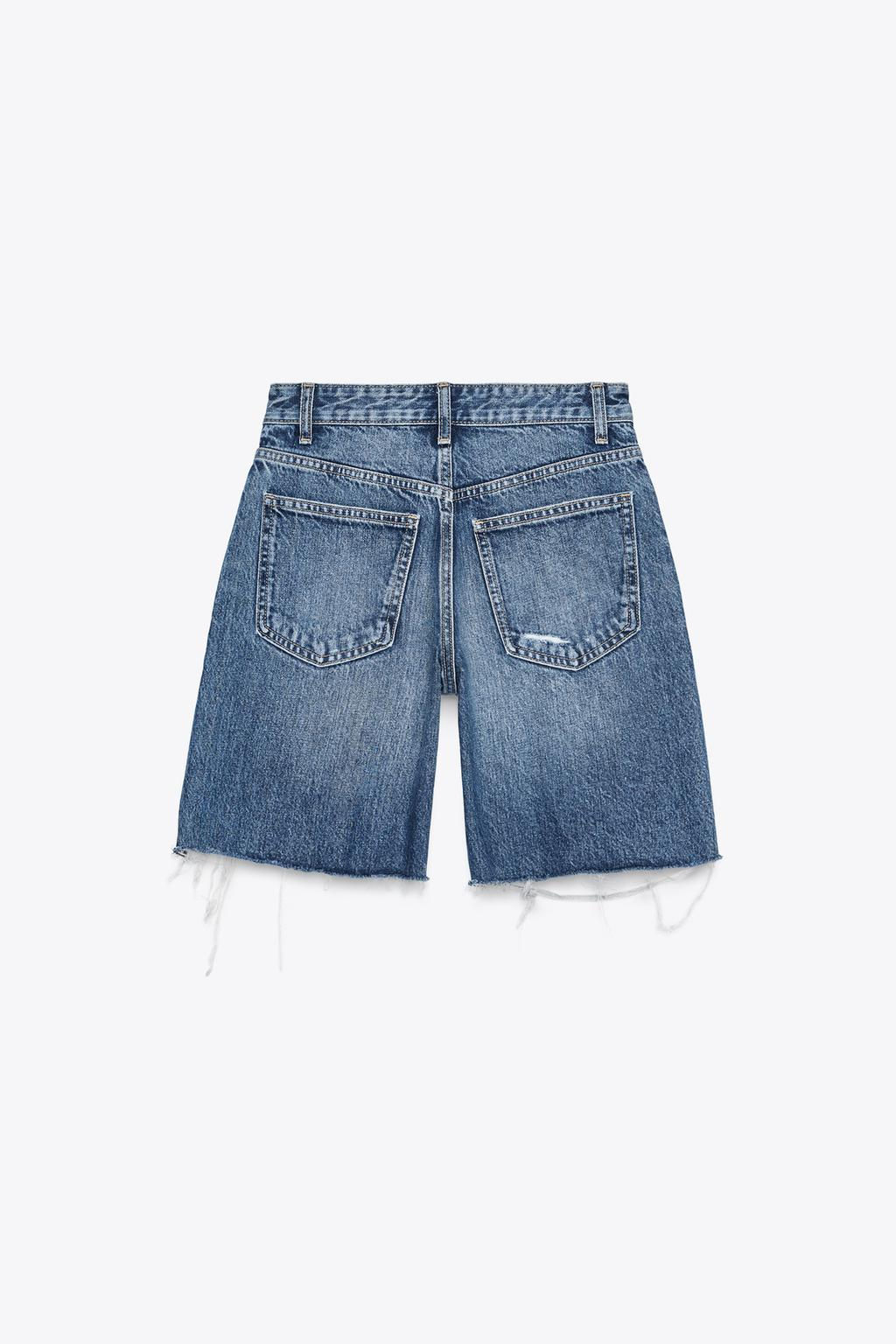MID-WAIST RIPPED TRF DENIM BERMUDA SHORTS - Zara фото 5