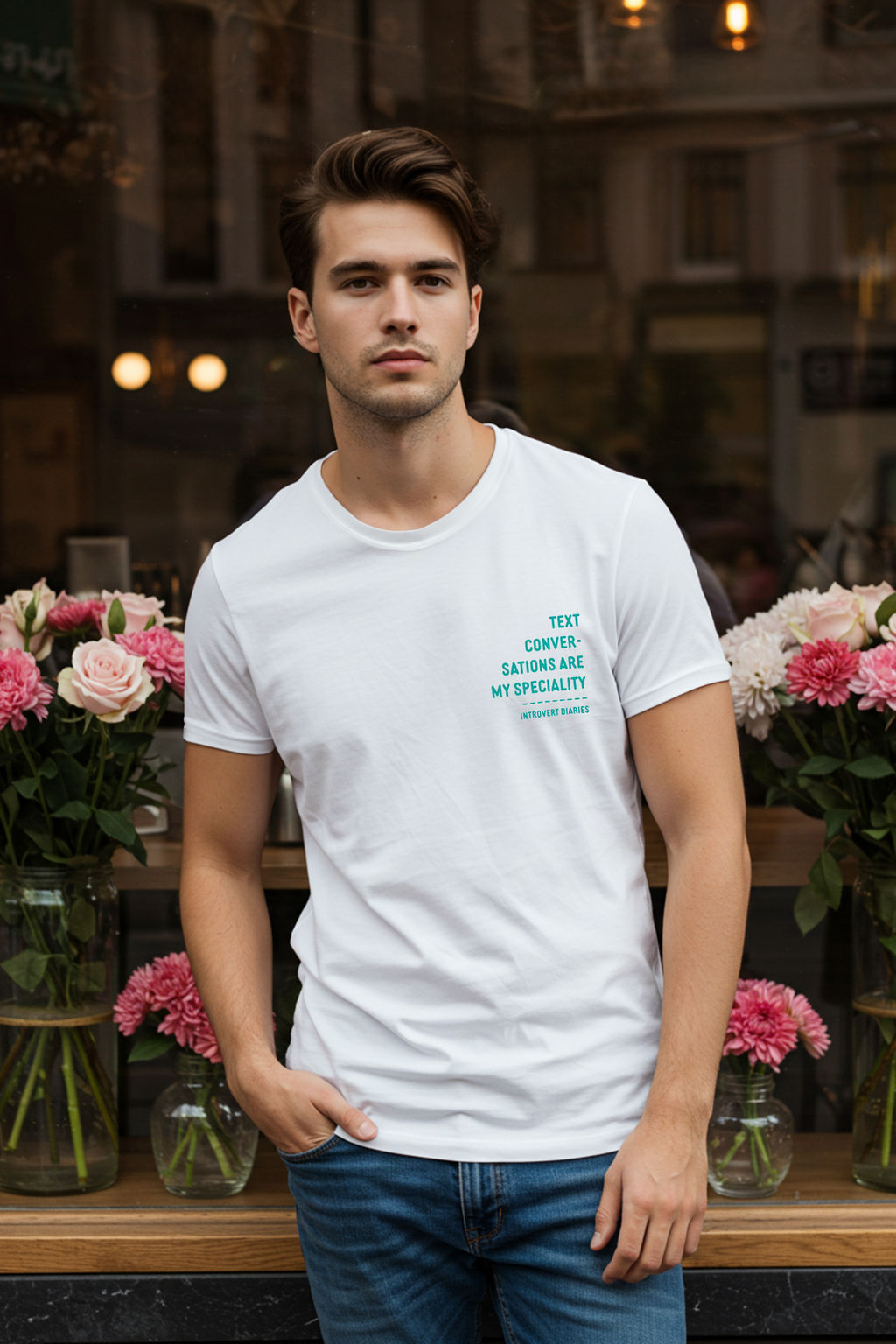 TRENDYOL MAN Siyah Slim/Dar Kesim Bask?l? Pamuklu Kal?n T-Shirt TMNSS25TS00183