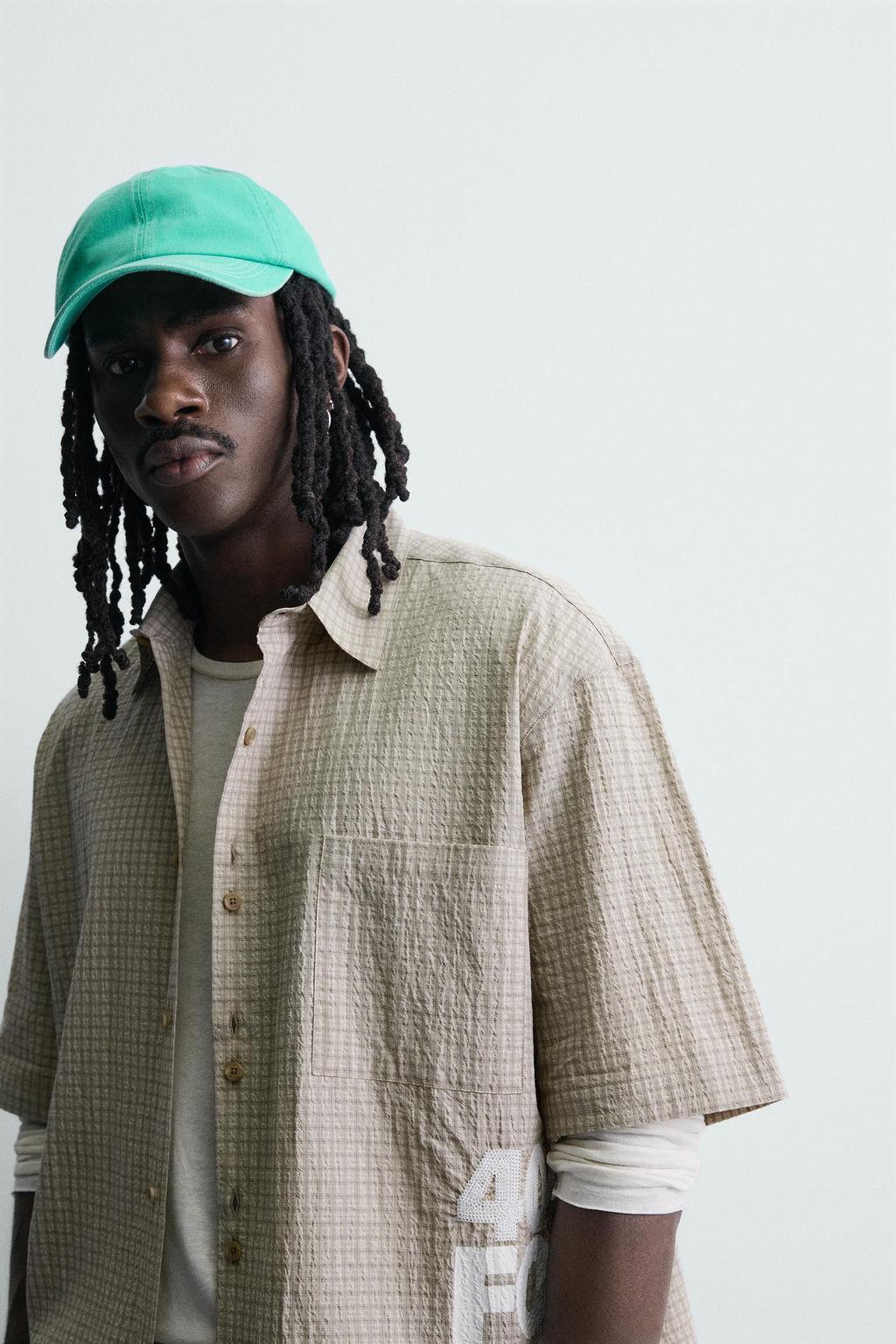 CAMISA CUADROS TEXTOS ESTAMPADOS / Tostado - Zara фото 7