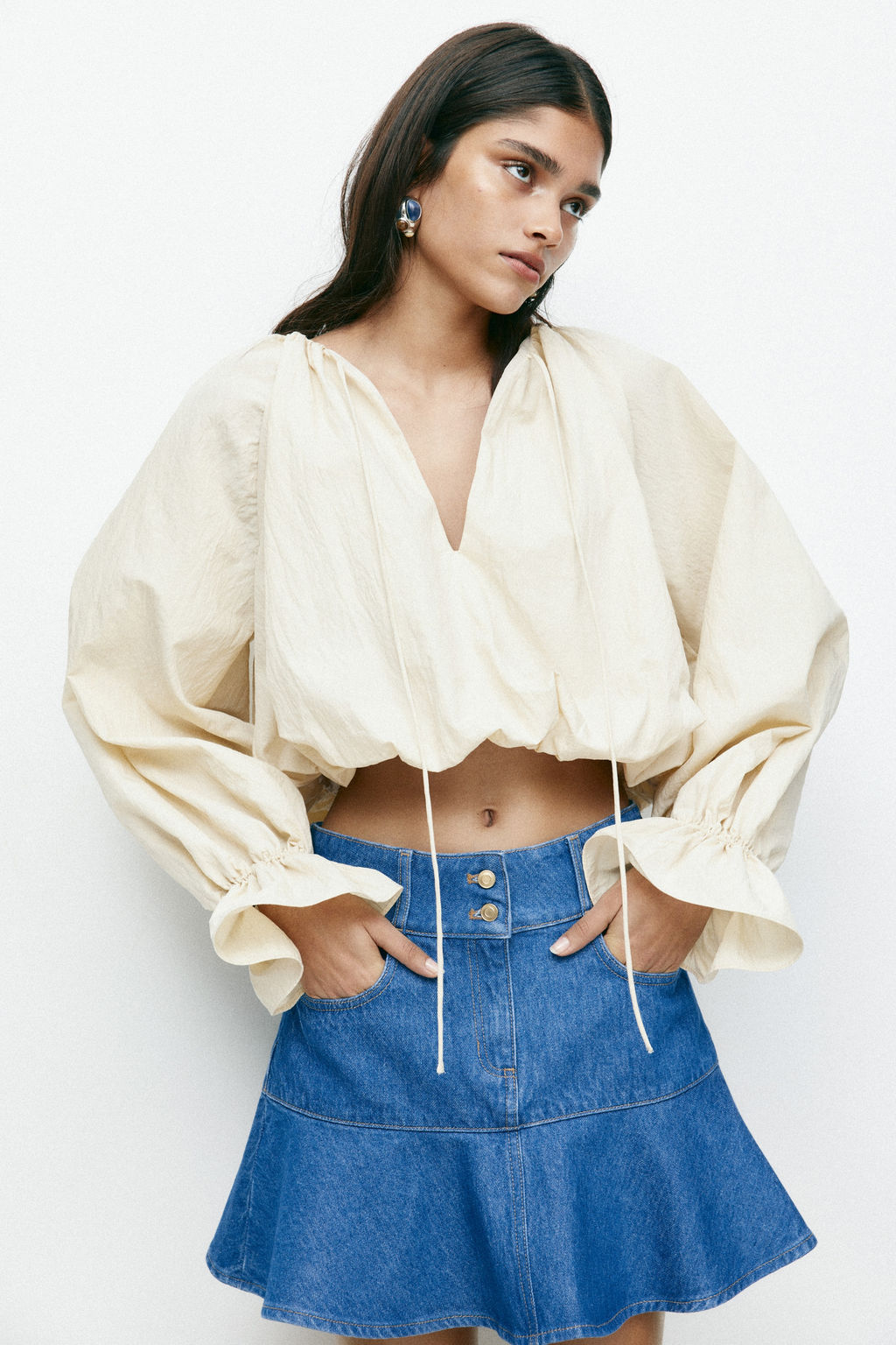 Minifalda denim con volante - H&m фото 5