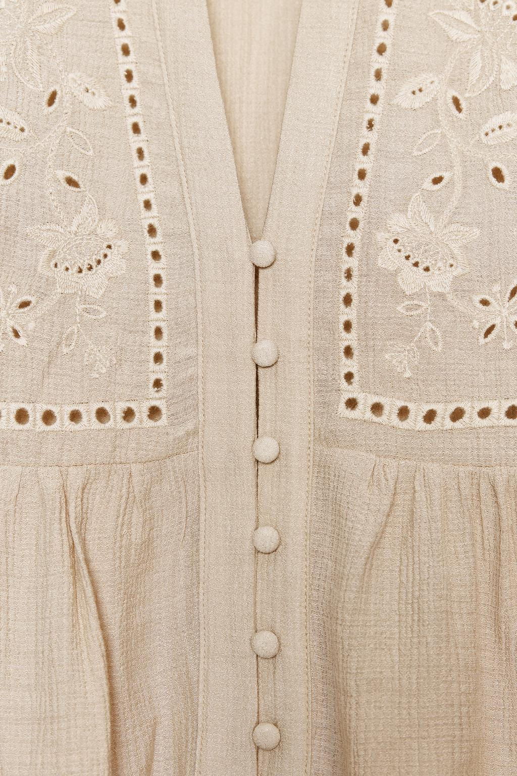SHORT BLOUSE WITH CUTWORK EMBROIDERY - Zara фото 12