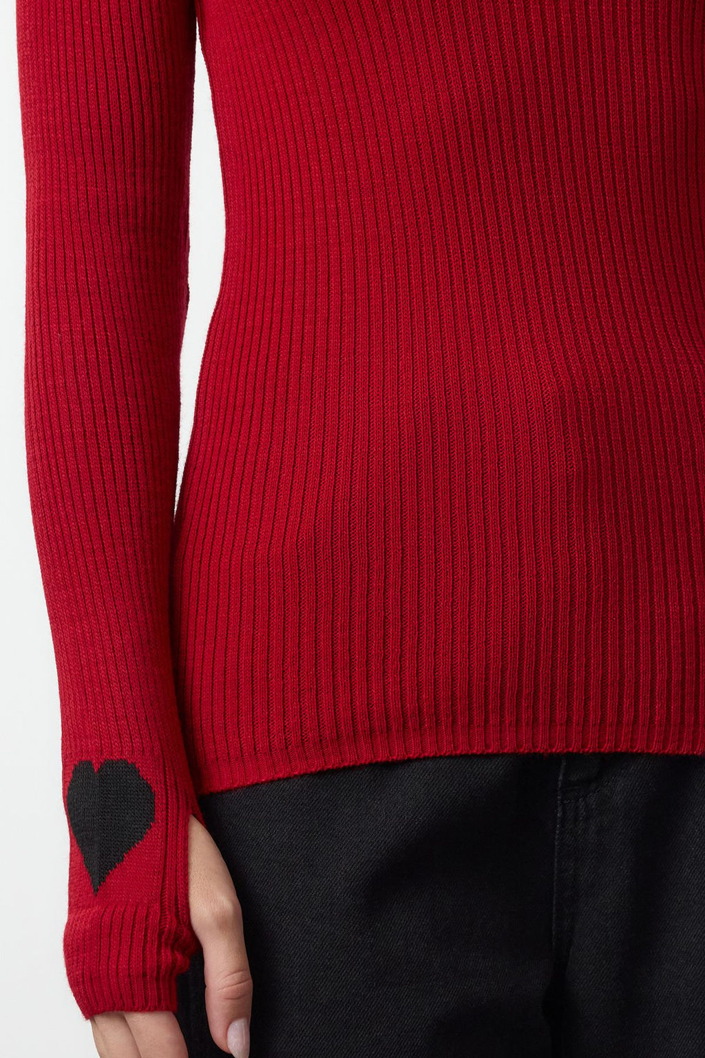 Siyah Dik Yaka Kol Detayl? Triko Kazak TEDAW25KZ00034 - Trendyolmilla фото 7