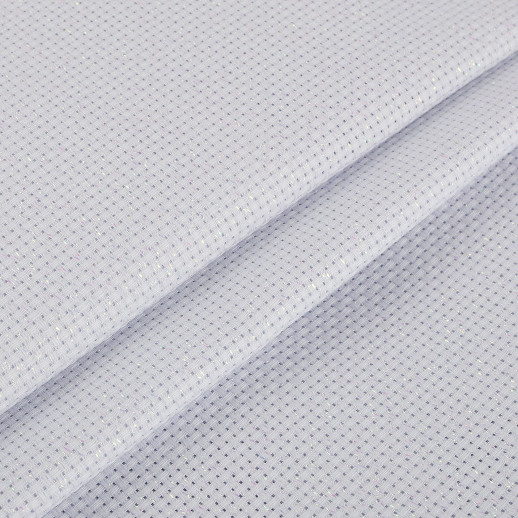 Канва K03L Gamma Aida №11 ФАСОВКА 95% хлопок, 5% терилен 50 х 50 см 2 см белый с перламутровым люрексом