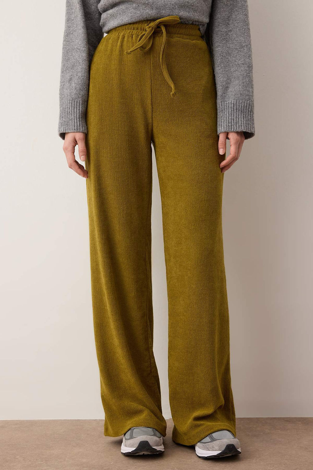 Yesil Premium Dokulu Beli Lastikli Wide Leg Orme Pantolon TWOAW26PL00126 - Trendyolmilla фото 3