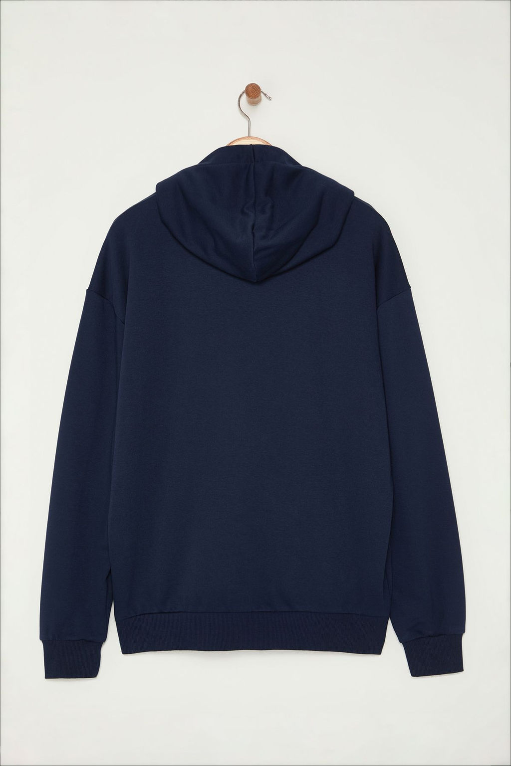 Lacivert Oversize/Genis Kesim C?tc?t Detayl? Basic Kapusonlu Sweatshirt TMNAW25SW00109 - Trendyolmilla фото 8