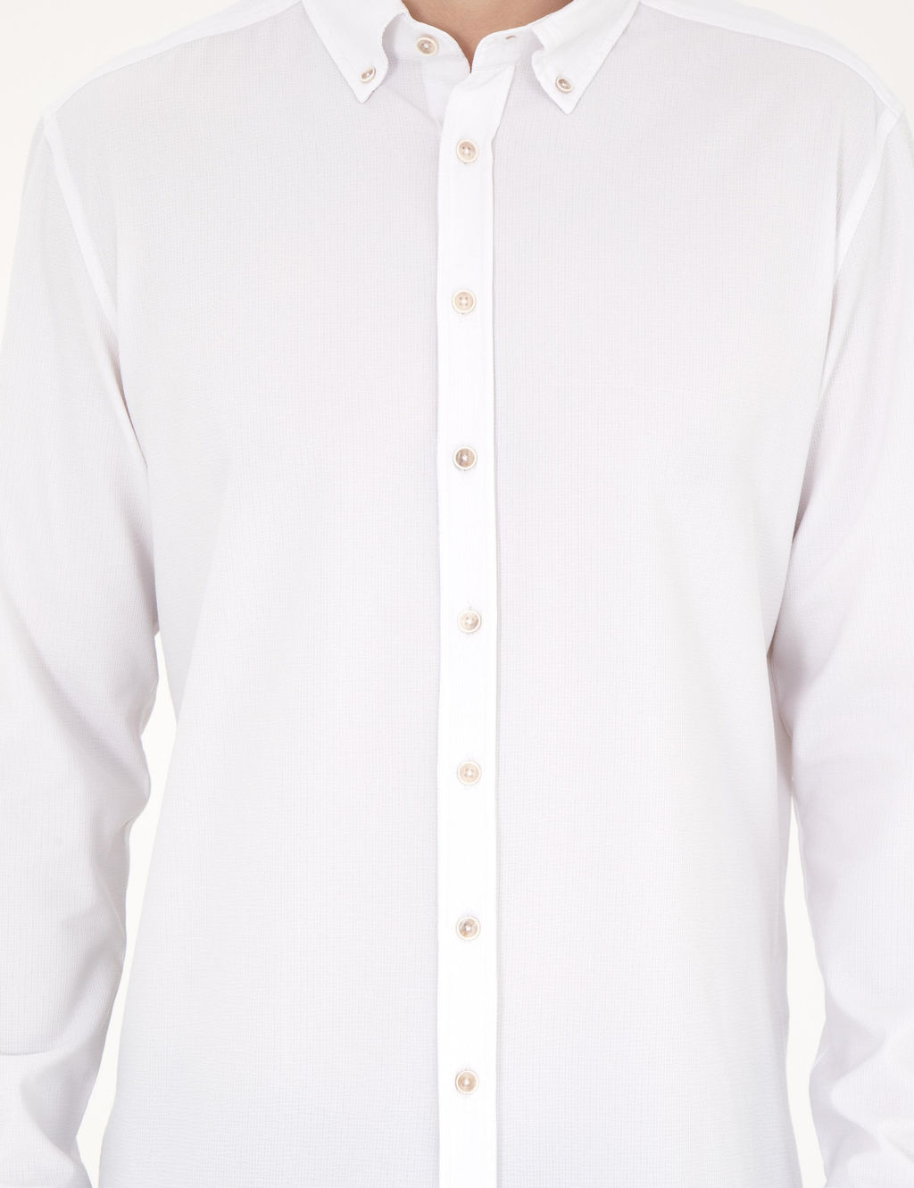 Рубашка Pierre Cardin Slim Fit белая с длинным рукавом
