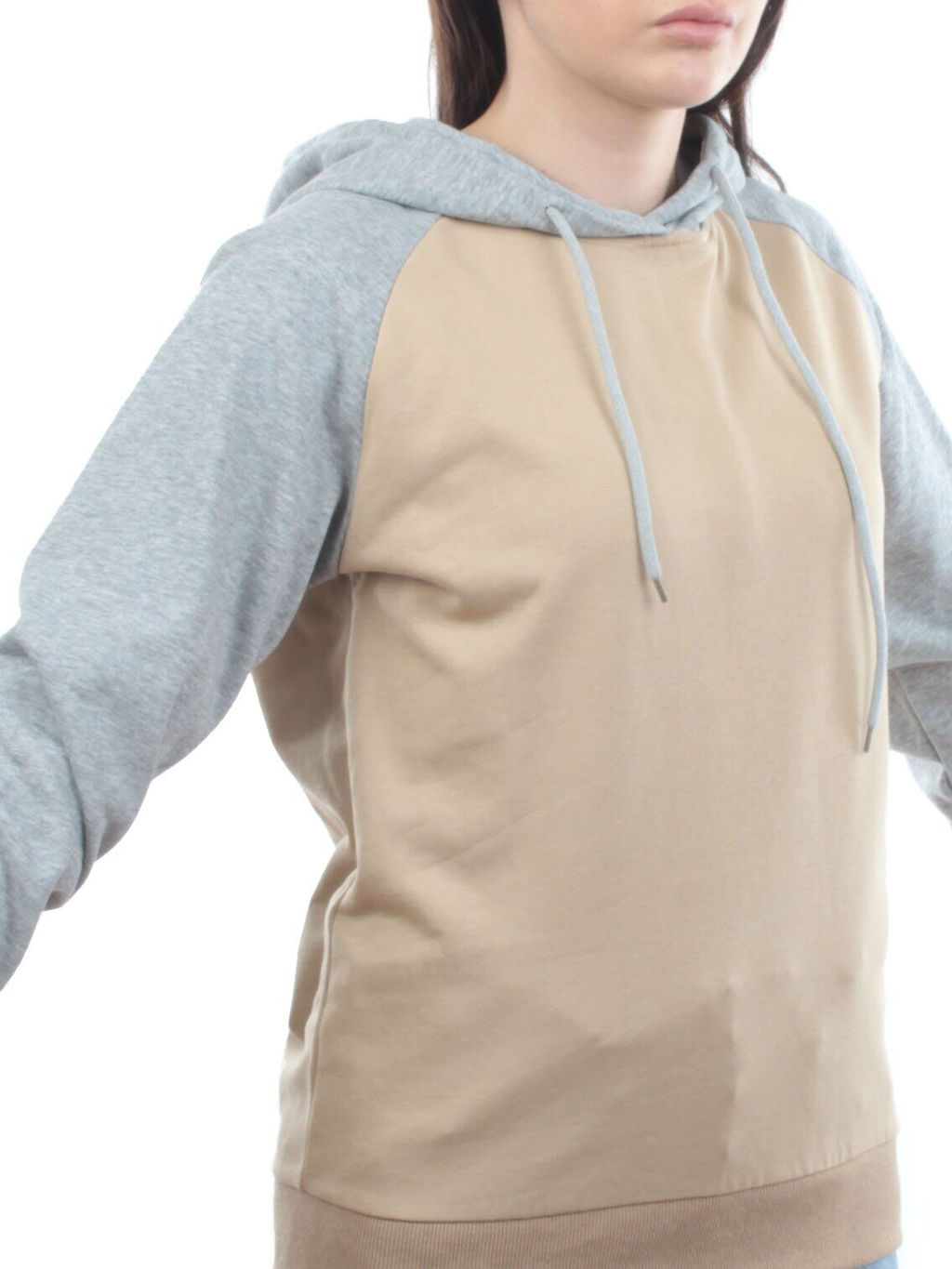 E103 BEIGE/GRAY Толстовка женская (хлопок 90%, полиэстер 10%)