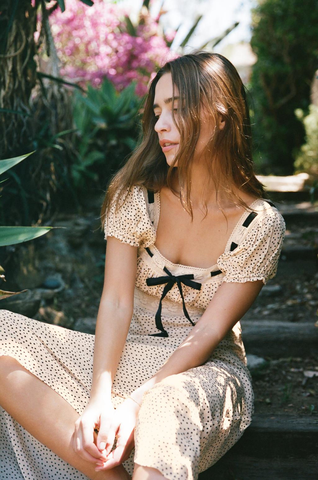 POLKA DOT PRINT DRESS WITH CONTRAST BOW - Zara фото 3