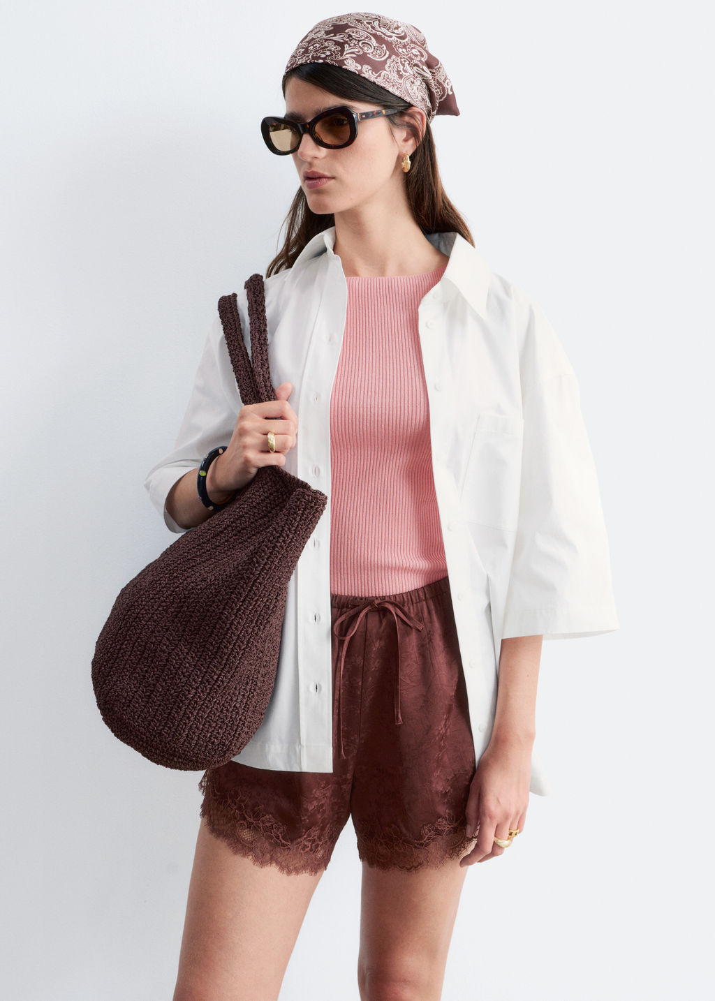 Minipantalones cortos jacquard ribete de encaje - H&m фото 4