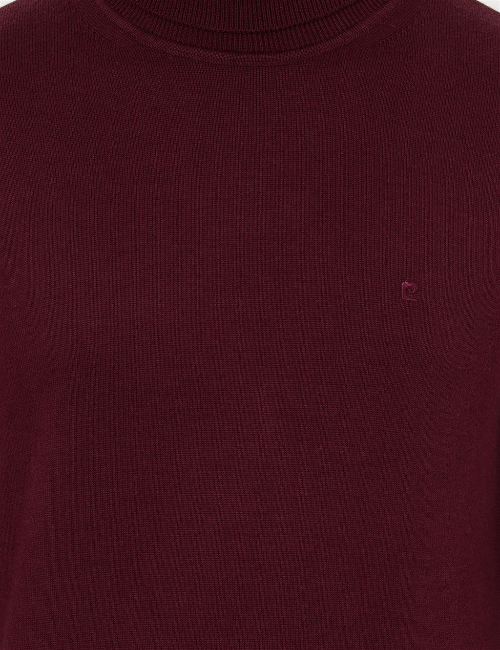Bordo Slim Fit Bal_k__ Yaka Basic Triko Kazak - Pierre cardin фото 6