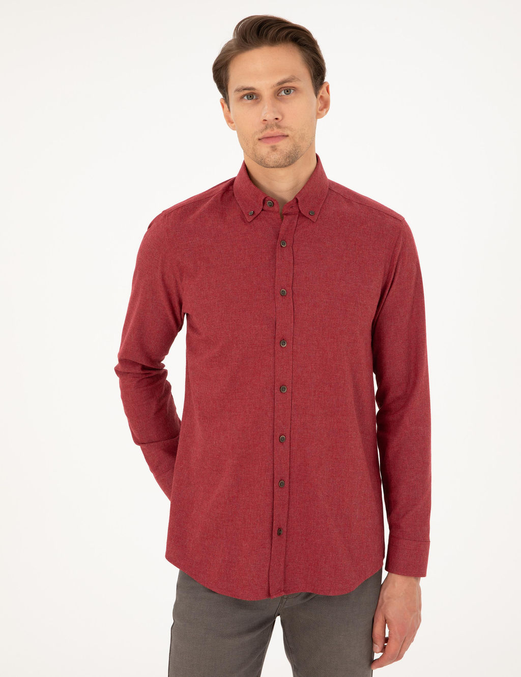 Рубашка Pierre Cardin Regular Fit вишневая