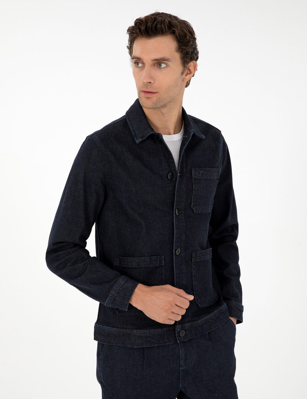 Темно-синяя джинсовая куртка классического кроя - Cacharel фото 3