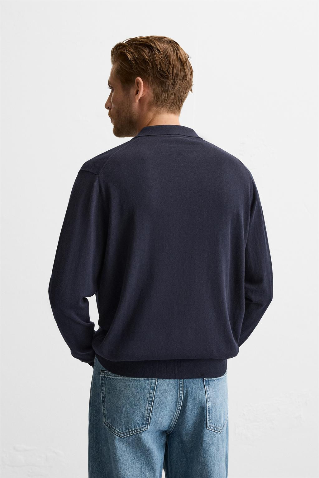 COTTON/SILK KNIT POLO SHIRT - Zara фото 3