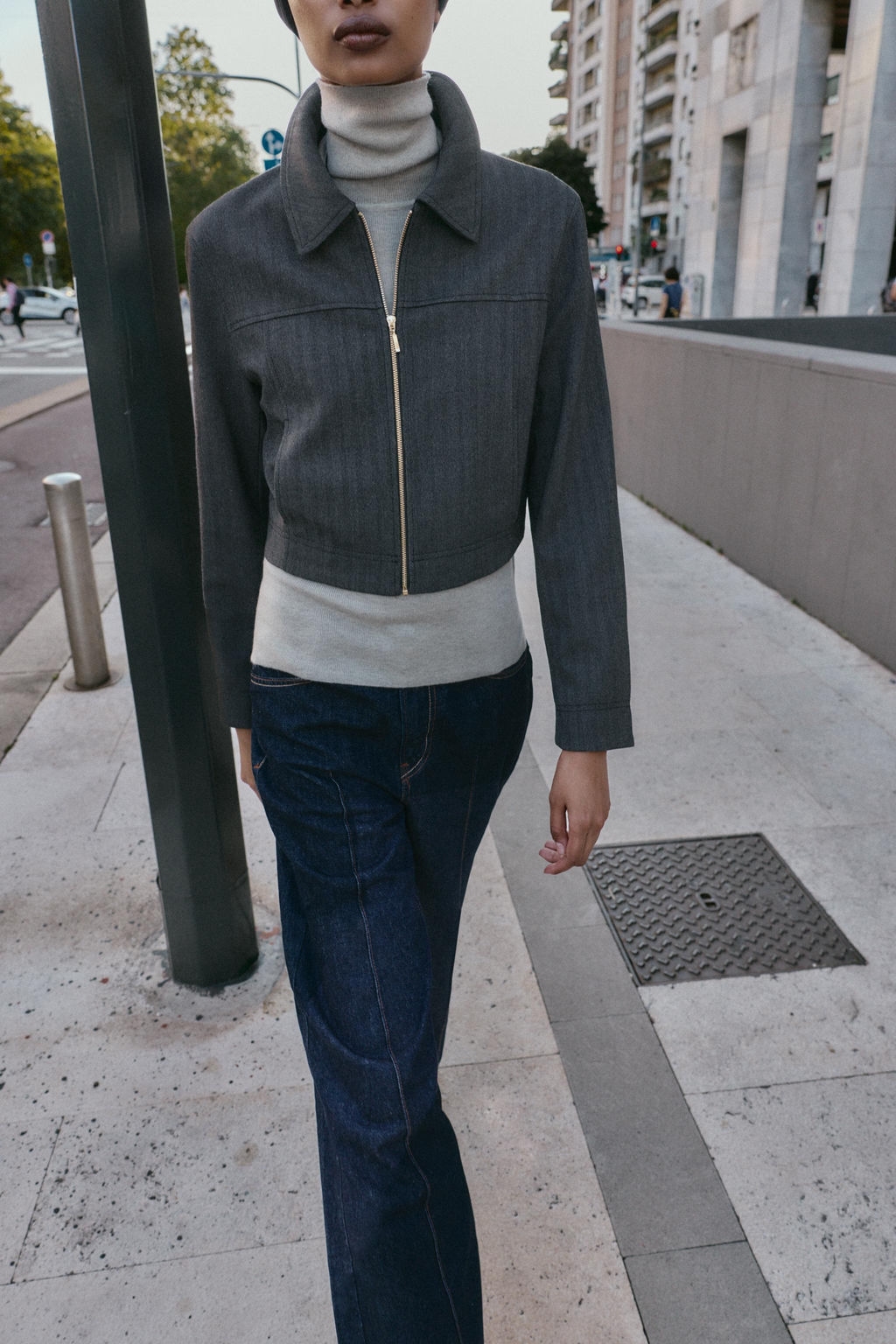 HERRINGBONE CROPPED BLAZER - Zara фото 3