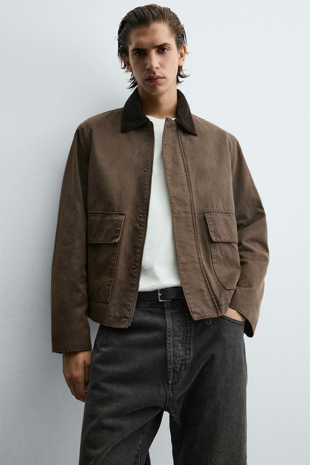 CONTRAST WAXED-EFFECT JACKET - Zara фото 5