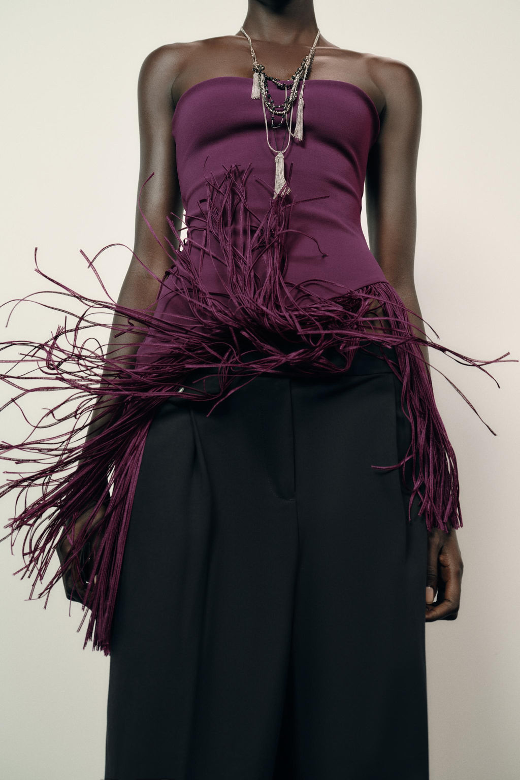 FRINGED STRETCH BANDEAU TOP - Zara фото 3