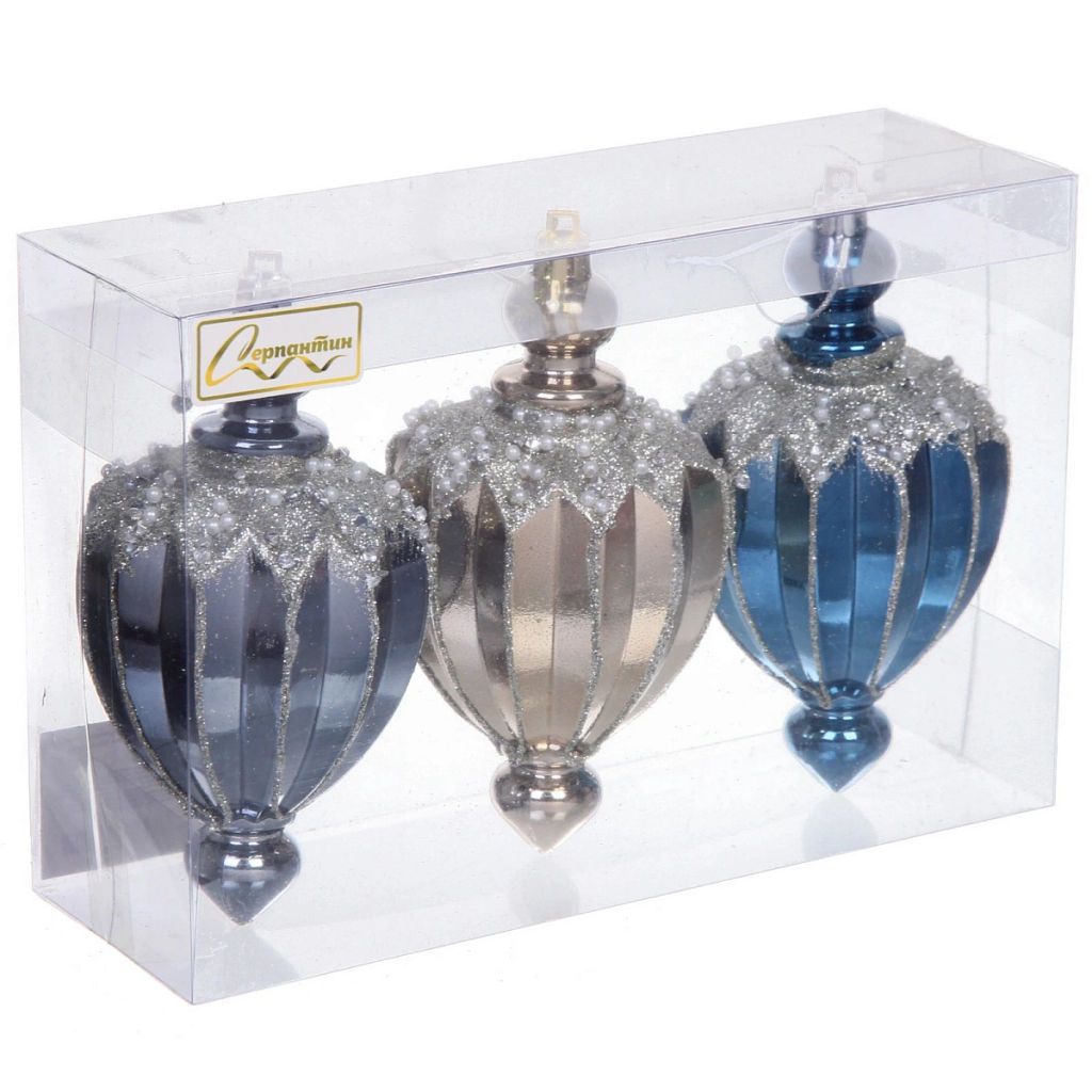 Набор украшений SHINE "Highlights" 12х7 см (3 шт.), night blue/champagne silver/grey