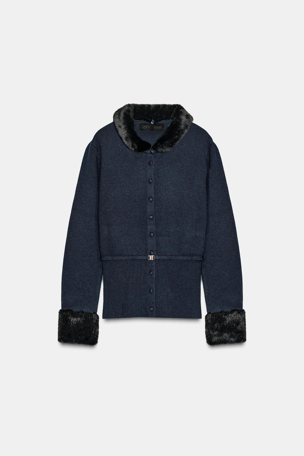 CONTRAST KNIT FAUX FUR CARDINGAN - Zara фото 6