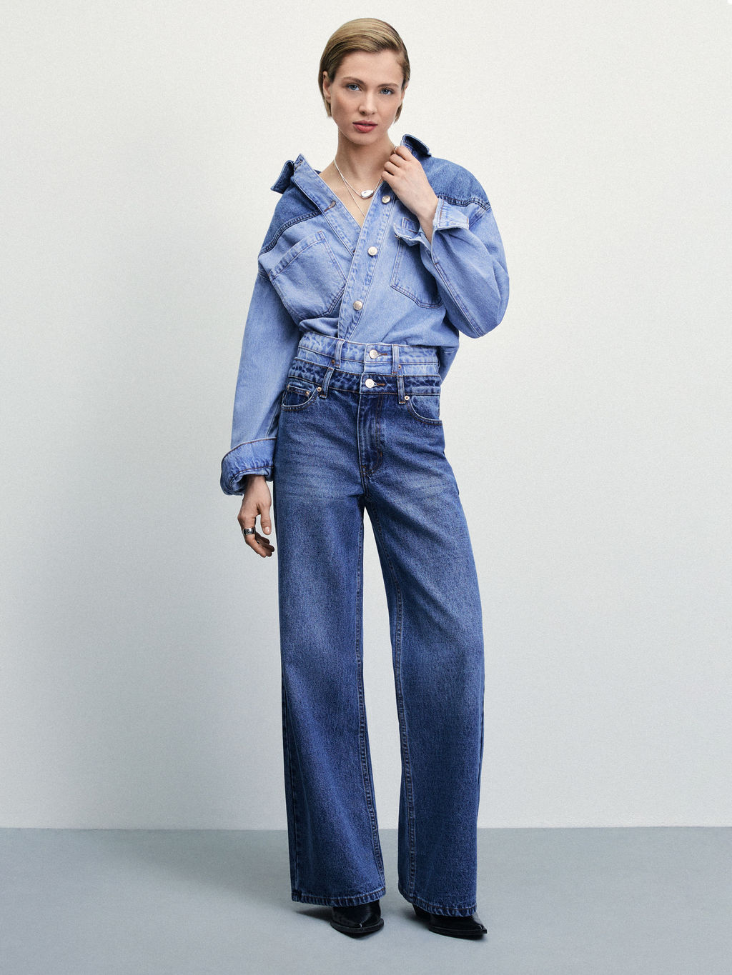 Джинсовая рубашка-пэчворк / Zarina  фото 2