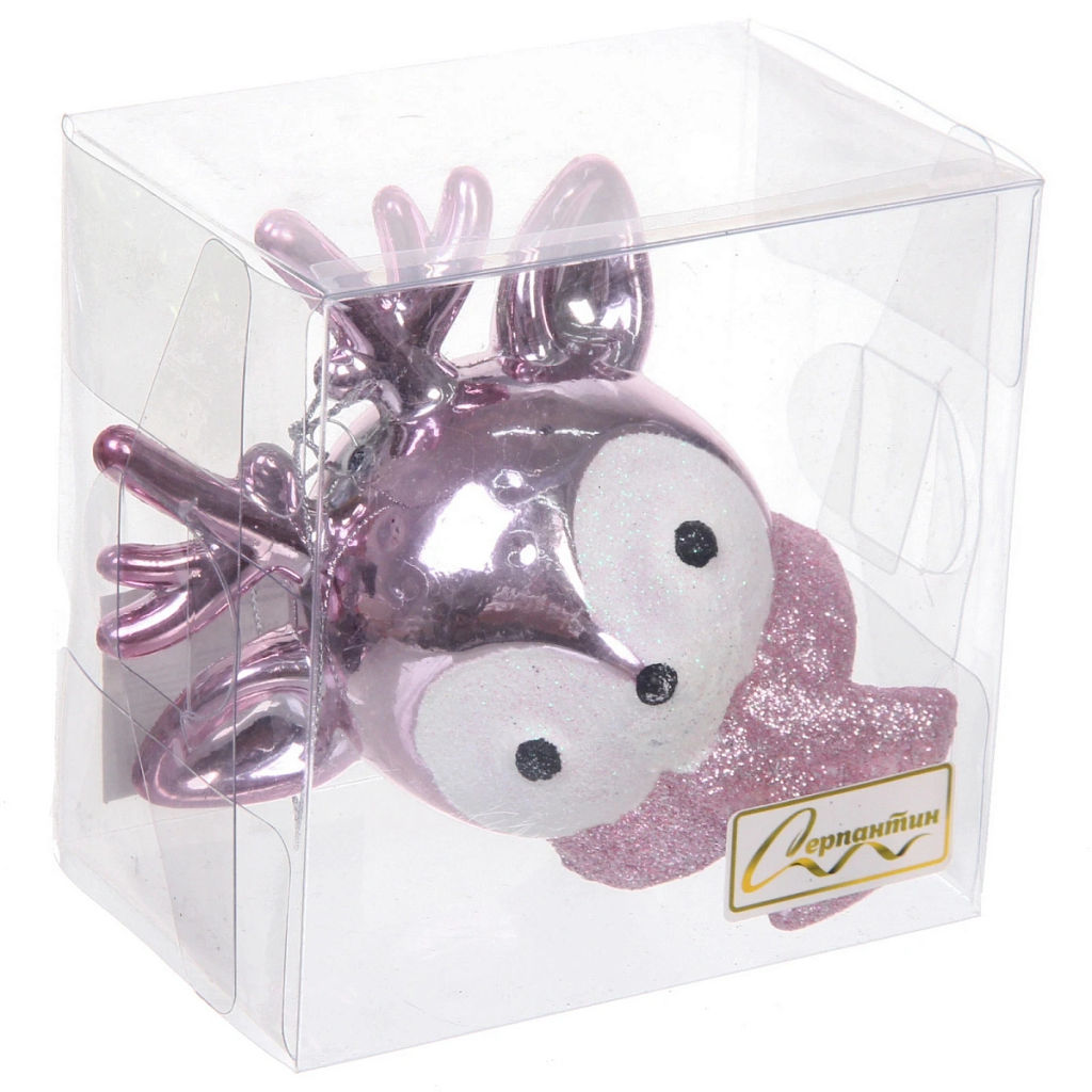 Цена за 2шт. Елочная игрушка "Новогодний олененок" 7*11*10,5 см, розовый