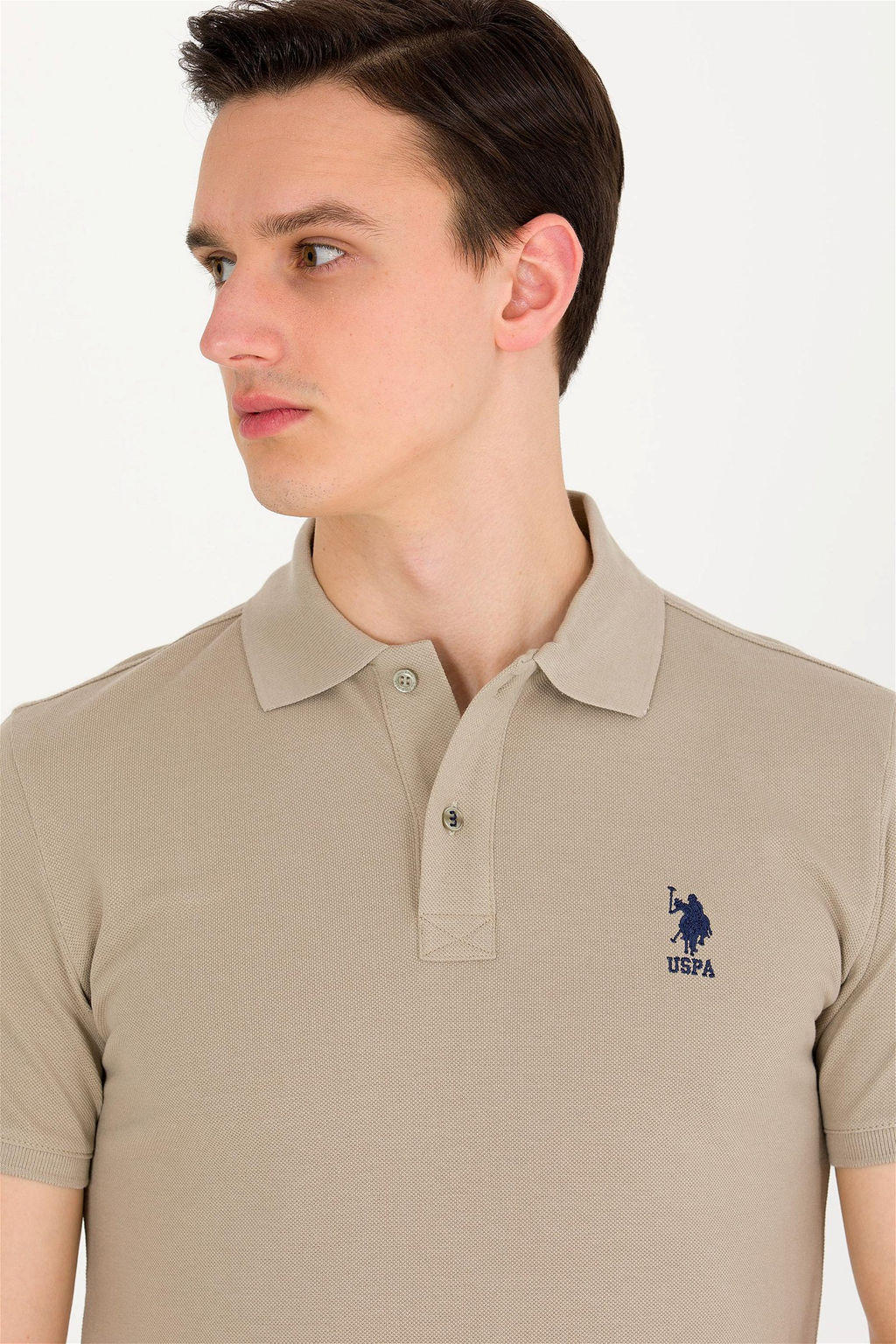 Мужская футболка цвета хаки с воротником поло Basic - U.s. polo assn фото 9